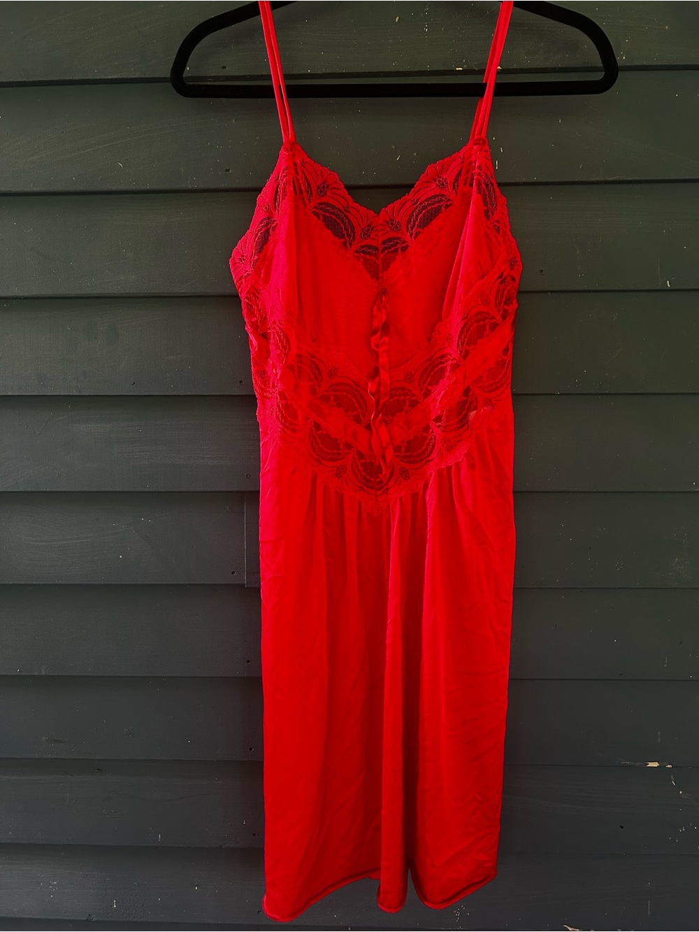 VINTAGE Petra Fashions Red Lace Slip Nightgown - Women Intimates